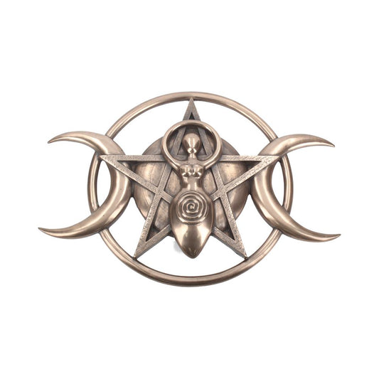 Bronzed Triple Moon Cycle Of Life Goddess Plaque 30cm 1