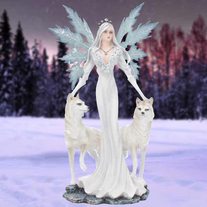 Aura Figurine Winter Fairy Wolf Ornament Small 24cm
