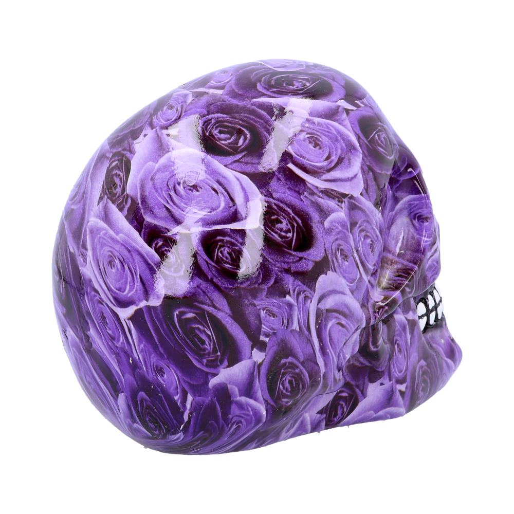 Purple Rose Romance Skull Ornament 18cm 4