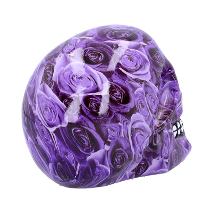 Purple Rose Romance Skull Ornament 18cm 4