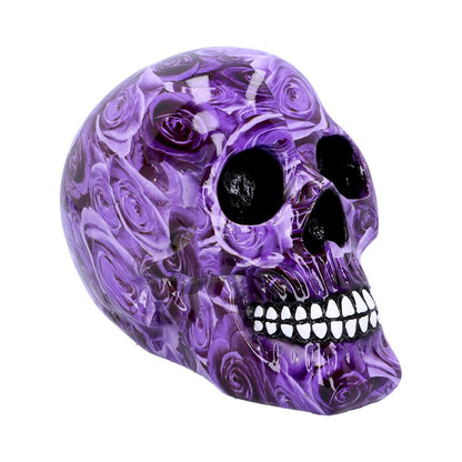 Purple Rose Romance Skull Ornament 18cm 1