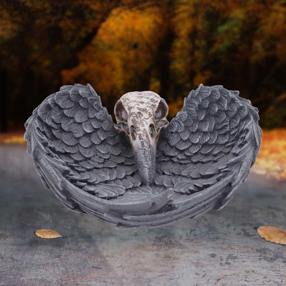 Edgar Allen Poes Nevermore Raven Skull Trinket Holder Jewellery Dish 17cm 5