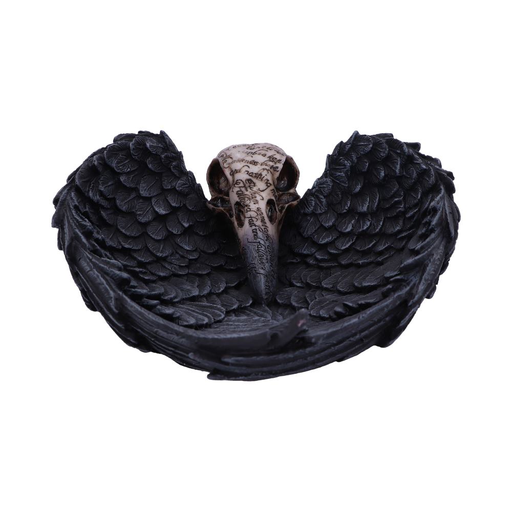 Edgar Allen Poes Nevermore Raven Skull Trinket Holder Jewellery Dish Edgars 17cm