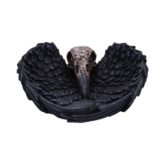 Edgar Allen Poes Nevermore Raven Skull Trinket Holder Jewellery Dish 17cm 1