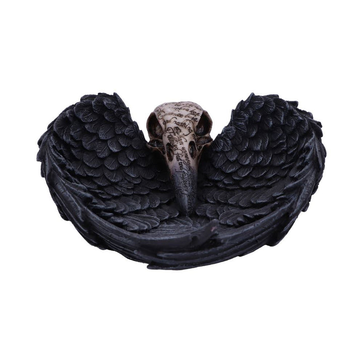 Edgar Allen Poes Nevermore Raven Skull Trinket Holder Jewellery Dish 17cm