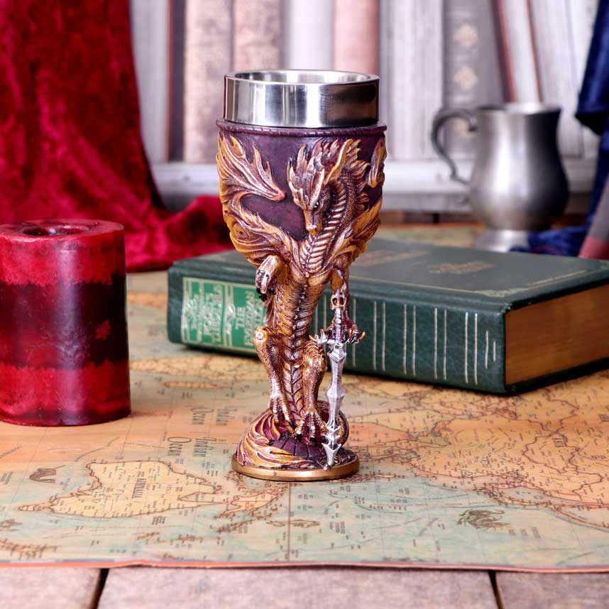 Flame Blade Red Fire Dragon Goblet Glass 17.8cm 7