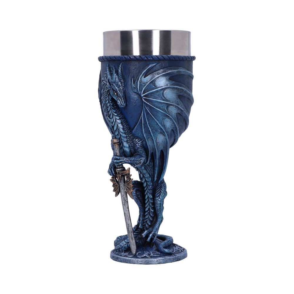 Sea Blade Blue Water Dragon Goblet Glass 17.8cm by Ruth Thompson 2