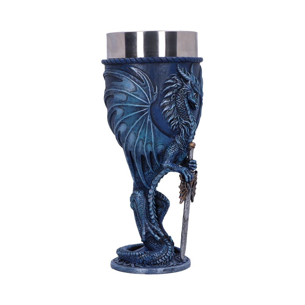 Sea Blade Blue Water Dragon Goblet Glass 17.8cm by Ruth Thompson 3