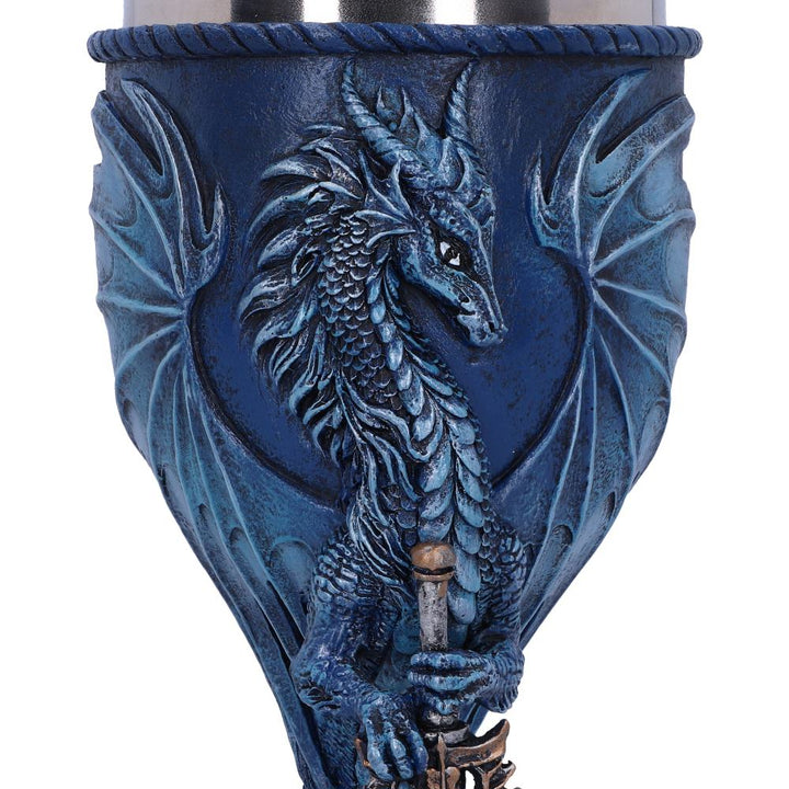 Sea Blade Blue Water Dragon Goblet Glass 17.8cm by Ruth Thompson 5