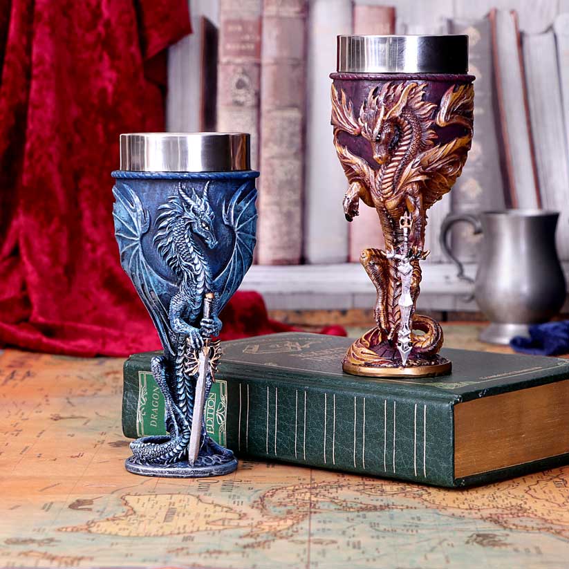Sea Blade Blue Water Dragon Goblet Glass 17.8cm by Ruth Thompson 8