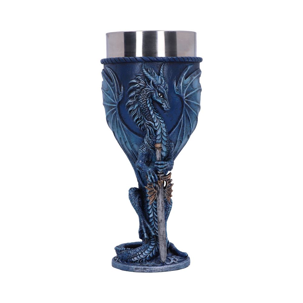 Sea Blade Blue Water Dragon Goblet Glass 17.8cm by Ruth Thompson 1