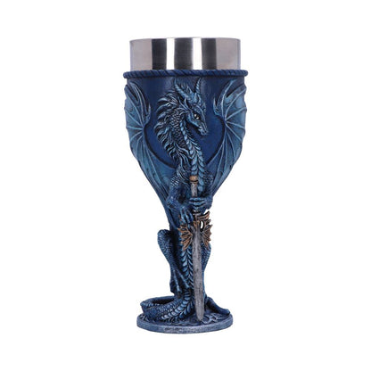 Sea Blade Blue Water Dragon Goblet Glass 17.8cm by Ruth Thompson 1