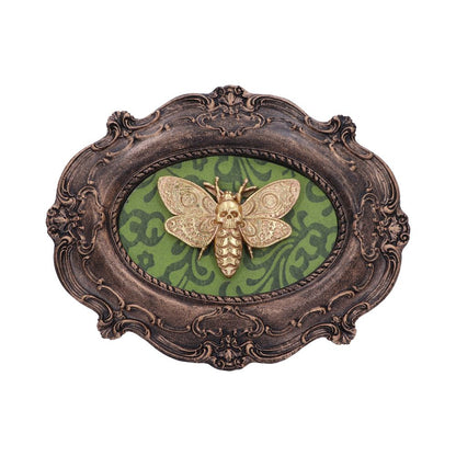 Moth Macabre Baroque Framed Deaths Head Wall Plaque 22.3cm 1