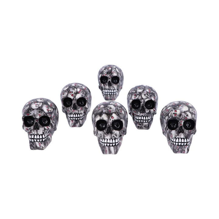 Set of 6 Bloodshot Red Eyed Skull Ornaments Medium 11cm Pack