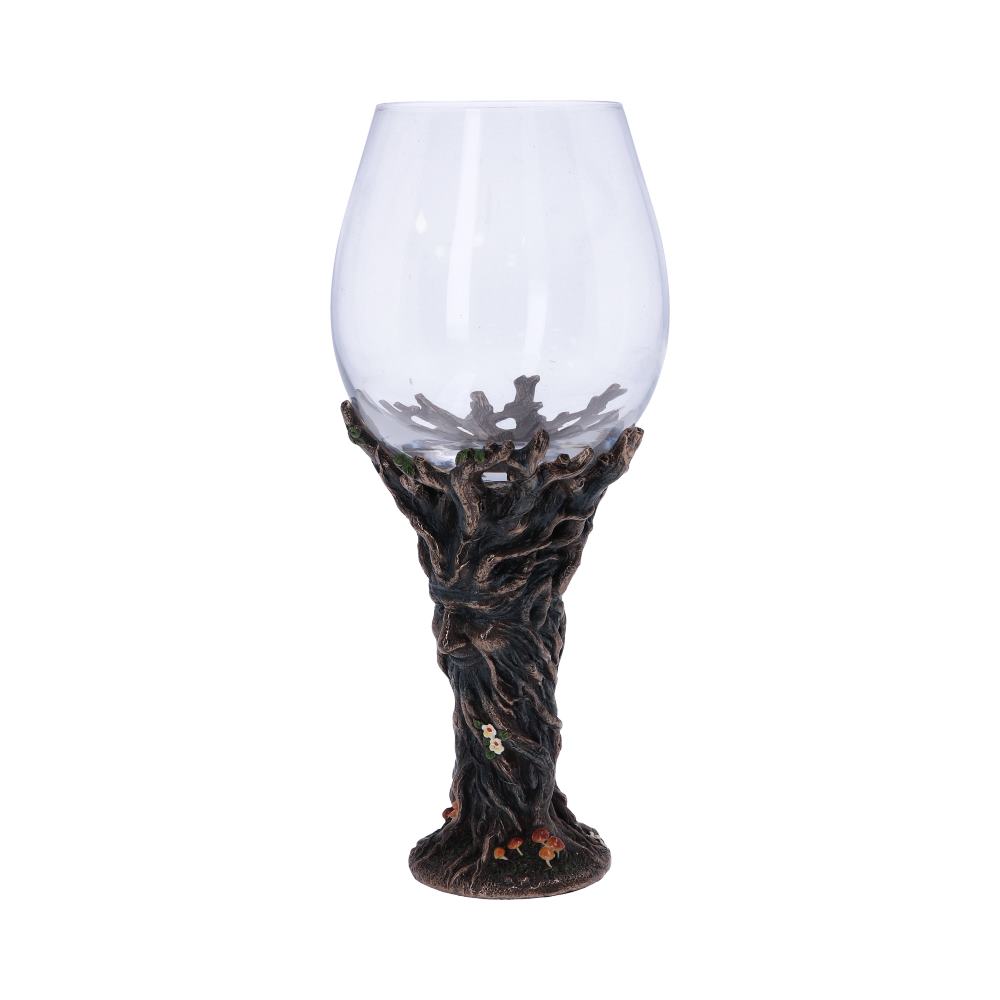 Bronze Forest Nectar Ancient Tree Spirit Green Man Goblet Wine Glass 23cm 2