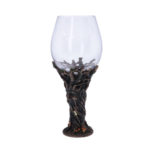 Bronze Forest Nectar Ancient Tree Spirit Green Man Goblet Wine Glass 23cm 2