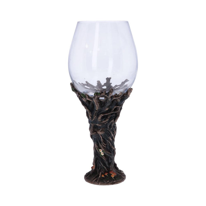 Bronze Forest Nectar Ancient Tree Spirit Green Man Goblet Wine Glass 23cm 2