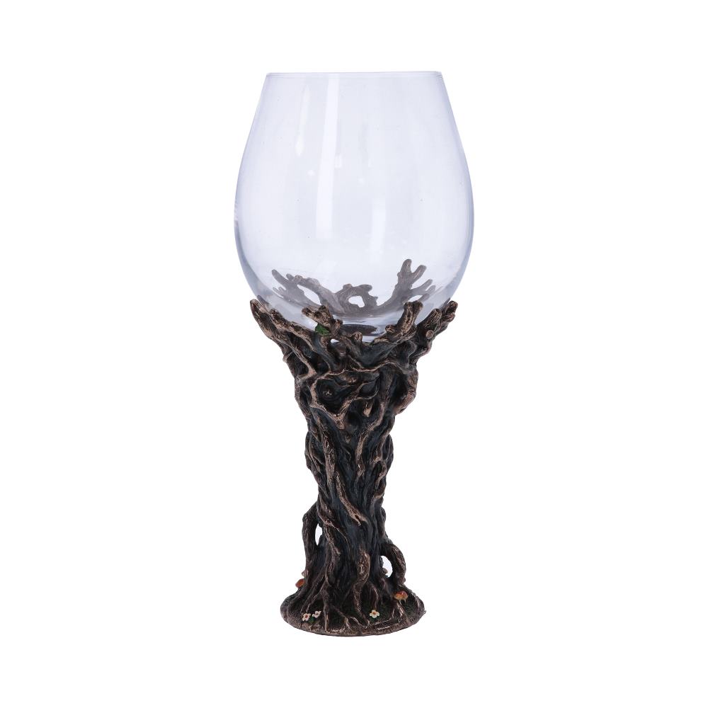 Bronze Forest Nectar Ancient Tree Spirit Green Man Goblet Wine Glass 23cm 3
