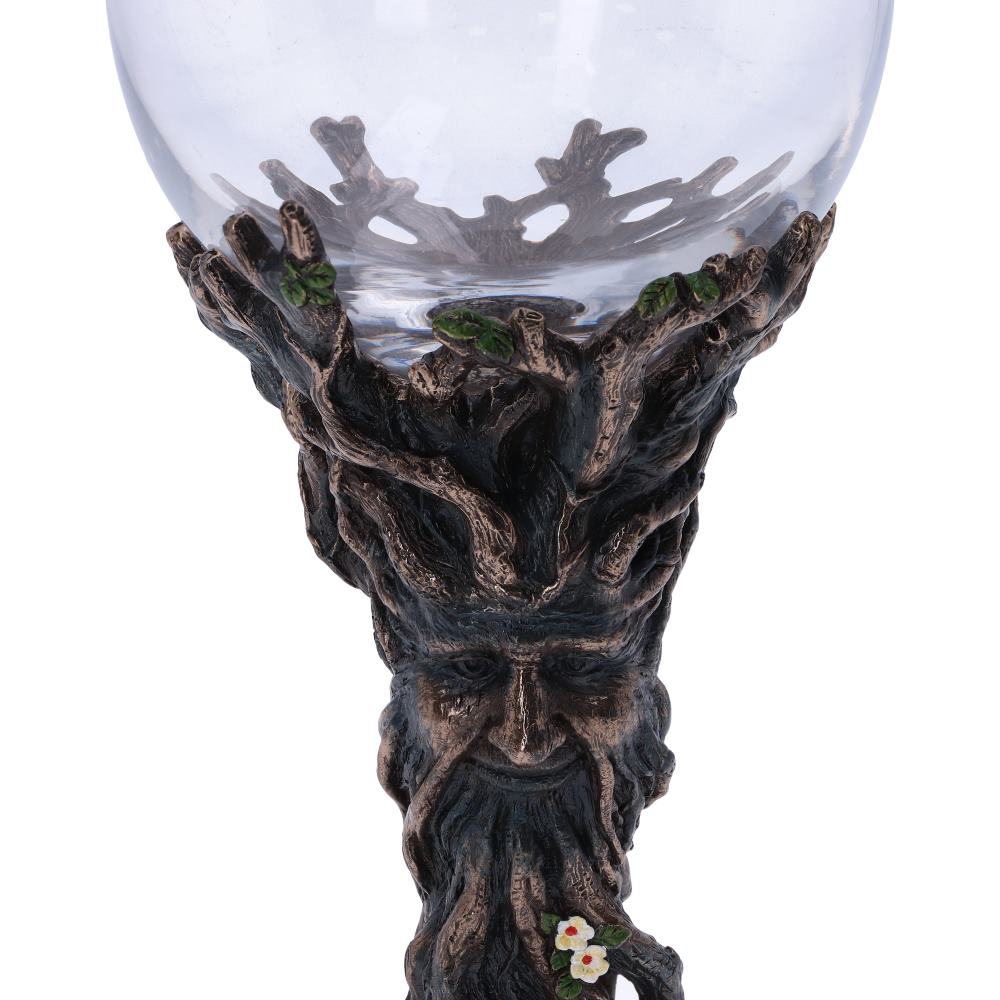 Bronze Forest Nectar Ancient Tree Spirit Green Man Goblet Wine Glass 23cm 5