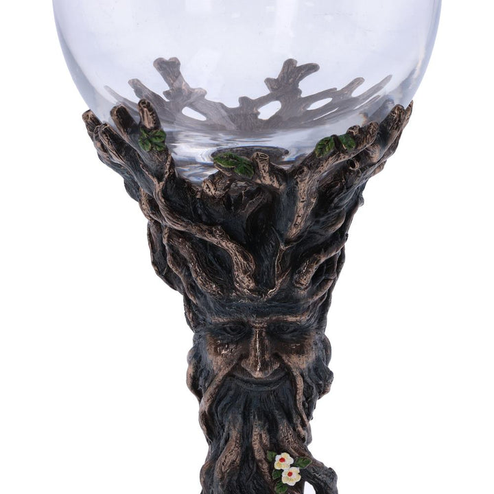 Bronze Forest Nectar Ancient Tree Spirit Green Man Goblet Wine Glass 23cm 5