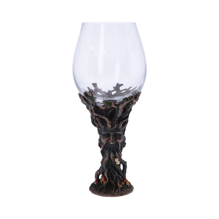 Bronze Forest Nectar Ancient Tree Spirit Green Man Goblet Wine Glass 23cm
