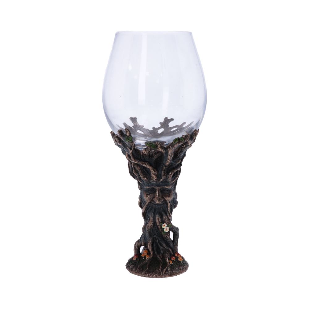 Bronze Forest Nectar Ancient Tree Spirit Green Man Goblet Wine Glass 23cm 1