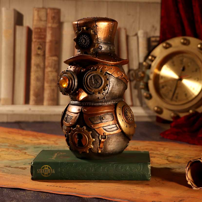 Hootle Steampunk Owl with Top Hat Figurine 22.7cm 8