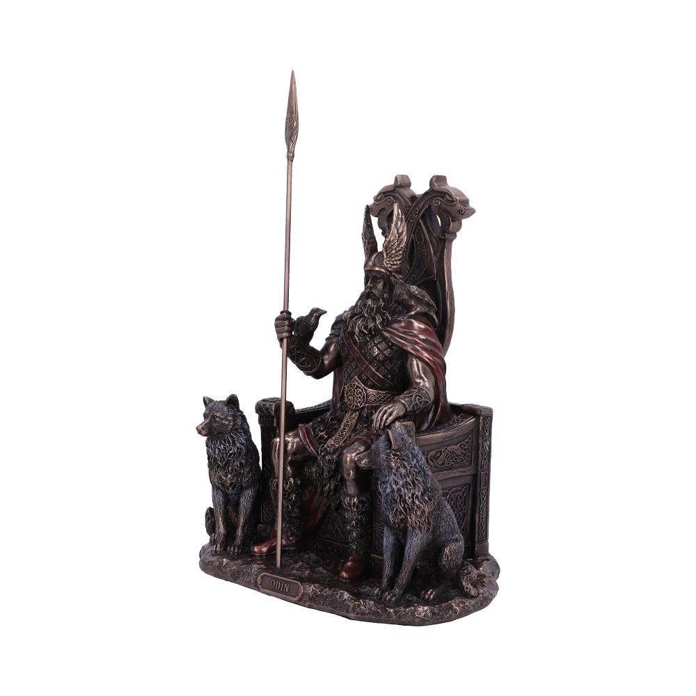 Bronze Odin All Father Wolves and Throne Figurine 22cm 2