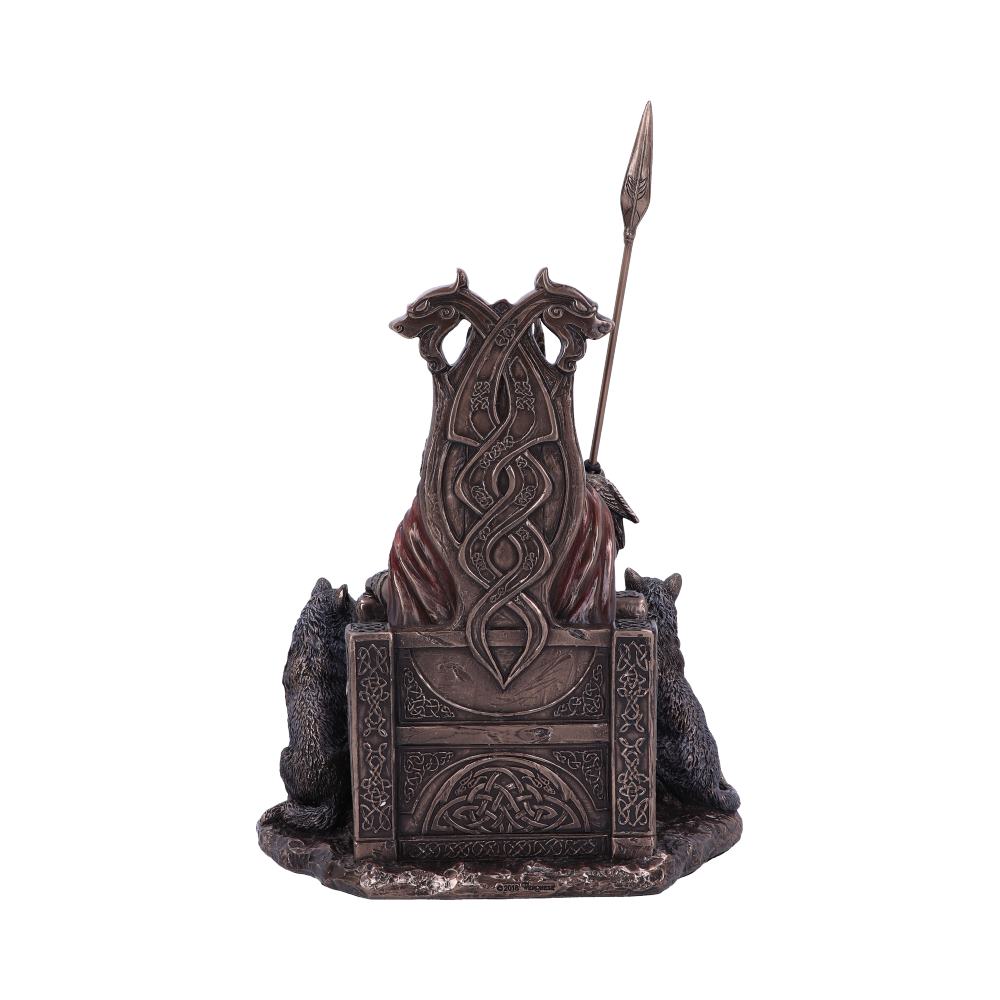 Bronze Odin All Father Wolves and Throne Figurine 22cm 3