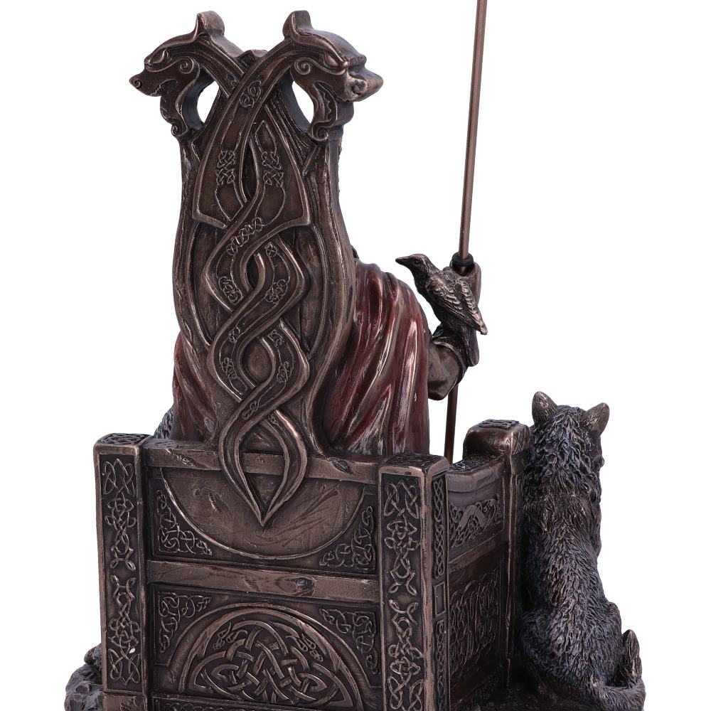 Bronze Odin All Father Wolves and Throne Figurine 22cm 6