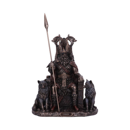 Bronze Odin All Father Wolves and Throne Figurine 22cm 1