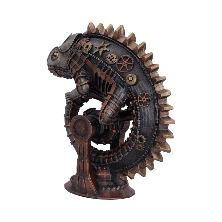Bronze Mechanical Chameleon Steampunk Lizard Figurine 22.3cm