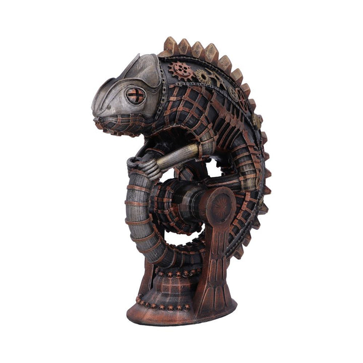 Bronze Mechanical Chameleon Steampunk Lizard Figurine 22.3cm