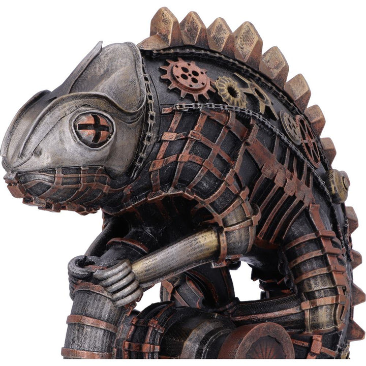 Bronze Mechanical Chameleon Steampunk Lizard Figurine 22.3cm