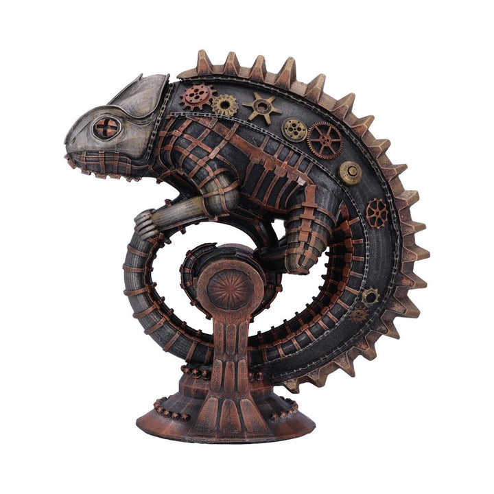Bronze Mechanical Chameleon Steampunk Lizard Figurine 22.3cm