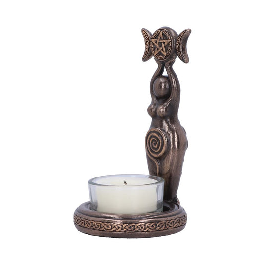 Triple Goddess Tea Light 12cm Bronze Resin Candle Holder 2