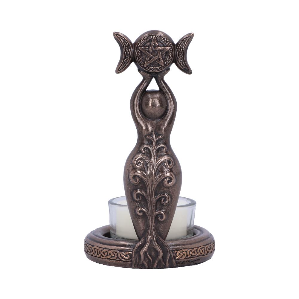 Triple Goddess Tea Light 12cm Bronze Resin Candle Holder 3