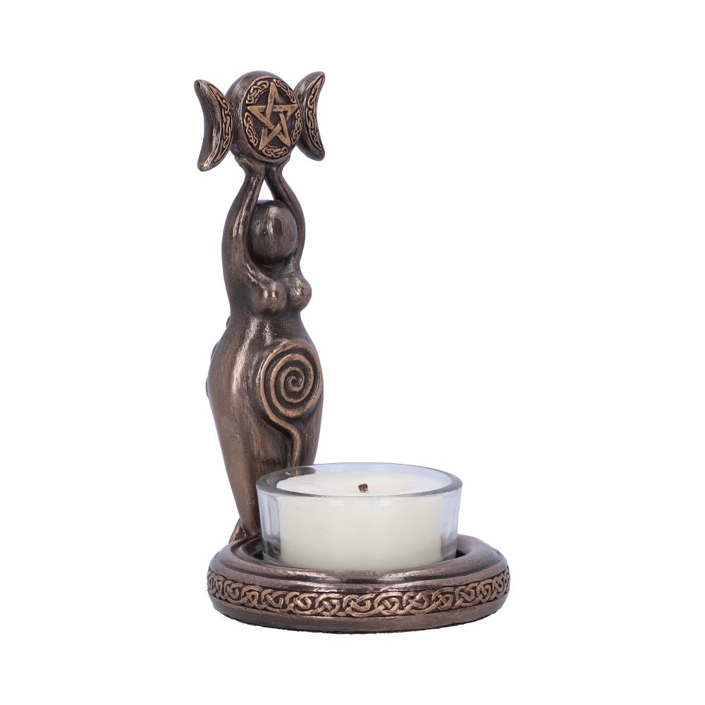 Triple Goddess Tea Light 12cm Bronze Resin Candle Holder 4