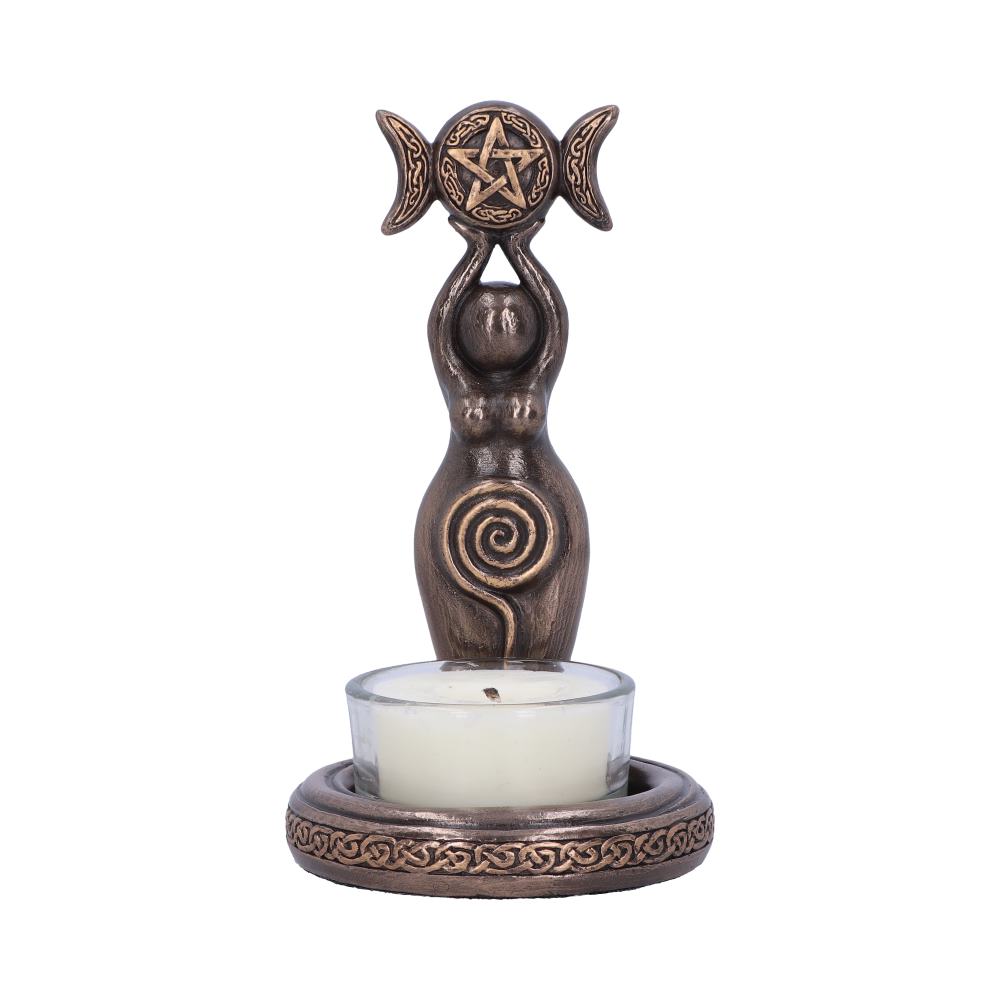 Triple Goddess Tea Light 12cm Bronze Resin Candle Holder 1