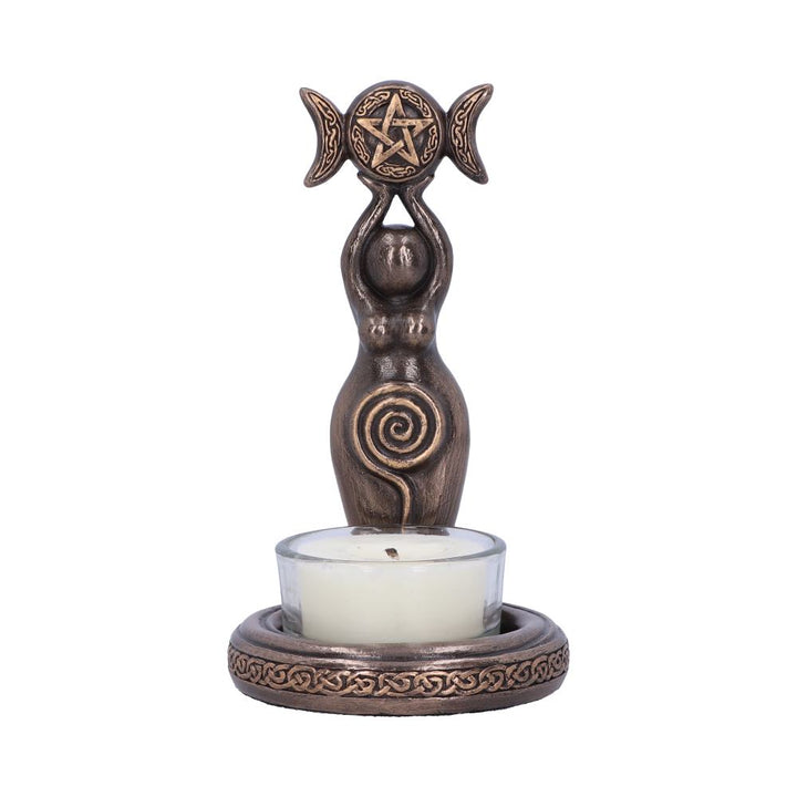 Triple Goddess Tea Light 12cm Bronze Resin Candle Holder 1