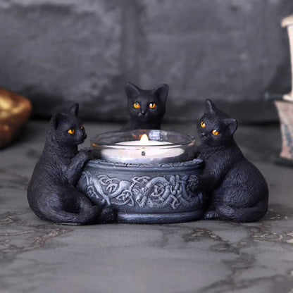 Familiar Trio Cat Tea Light Holder 10cm 7