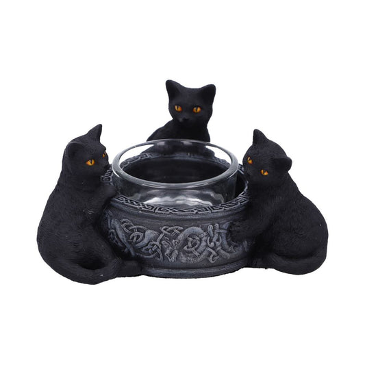 Familiar Trio Cat Tea Light Holder 10cm 1
