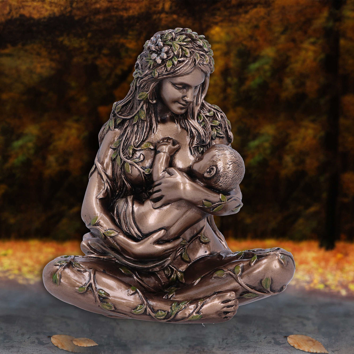 Earth Mother and Baby Bronze Figurine 11cm 6