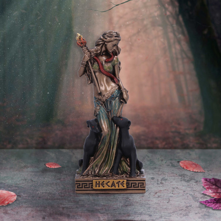Hecate Moon Goddess Mini Figurine in Bronze 9cm