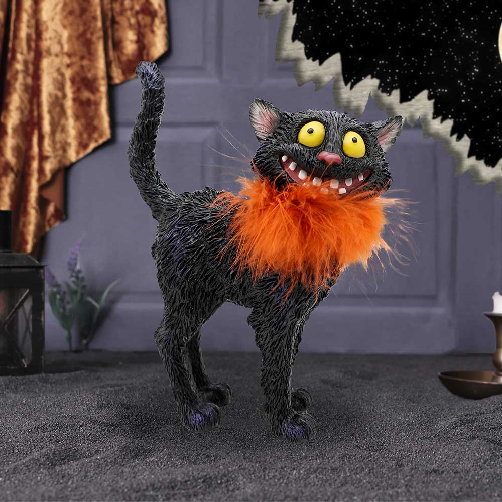 Furdinand Black Cat Feather Boa 23cm Resin Staue 7