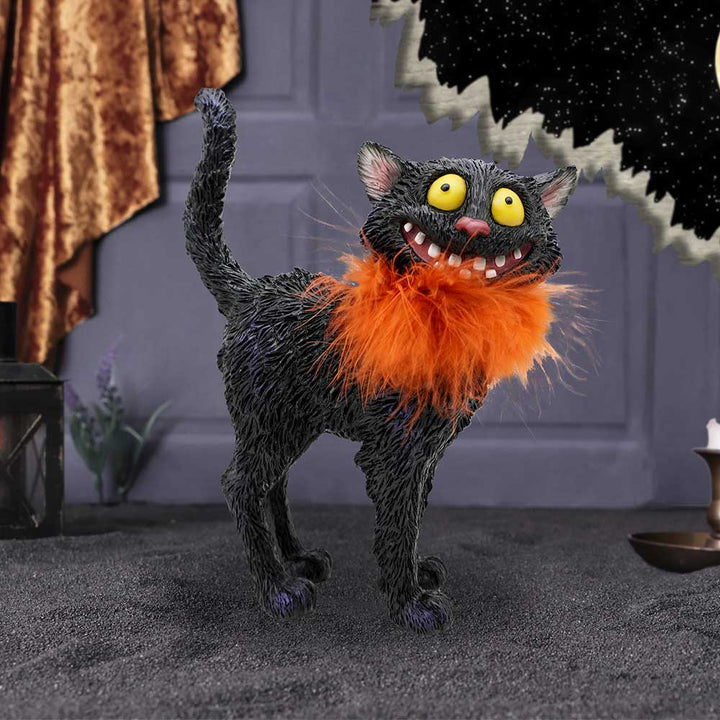 Furdinand Black Cat Feather Boa 23cm Resin Staue 7