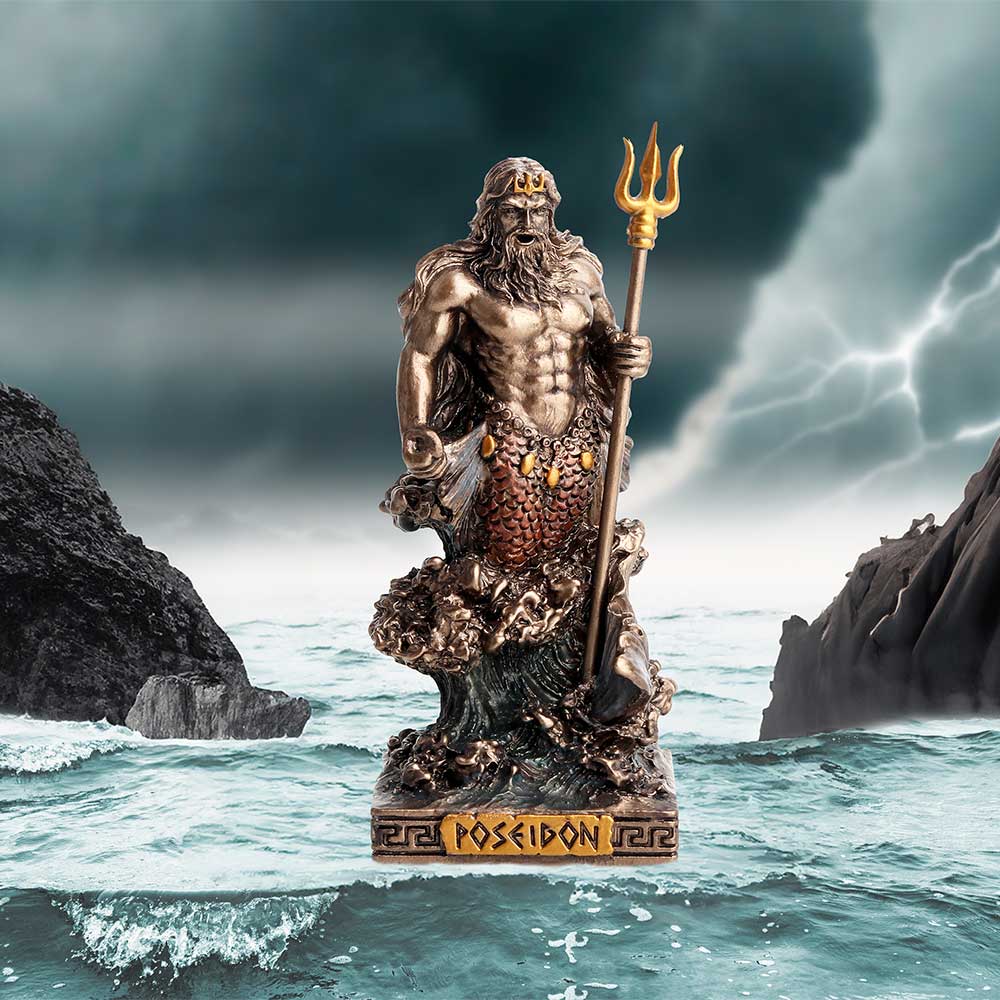 Poseidon God of the Sea Mini Bronze Figurine 8.5cm