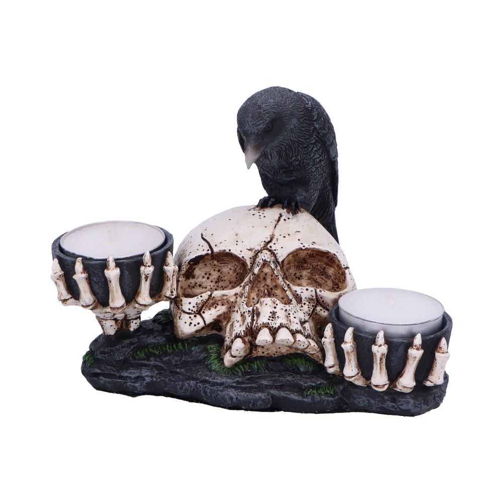 Nevermore Raven and Skull Candle Holder 15cm 1