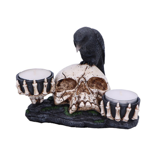 Nevermore Raven and Skull Candle Holder 15cm 1