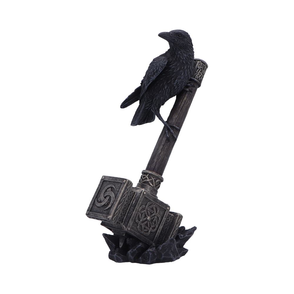 Raven on Hammer of the Gods 23cm Mjolnir Statue 4
